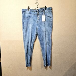 PTCL Women's Blue Jeans, Button Fly, Straight Leg Size 24 NWT